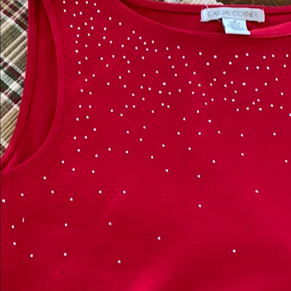 Casual Corner Cotton Sleeveless Top w/Bling Medium